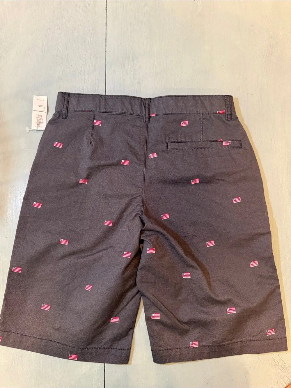 Old Navy Black Boys' Shorts with Red & White Flag Embroidery